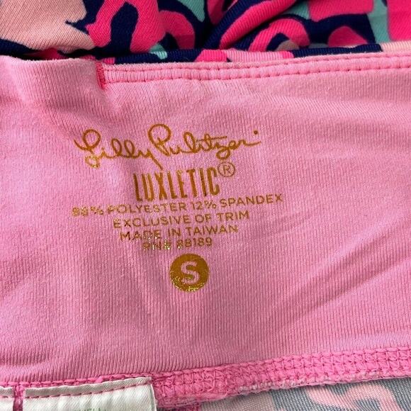 Lilly Pulitzer Bright Pink Lobstah Roll Luxletic Cropped Leggings Size S Women's - Picture 3 of 10